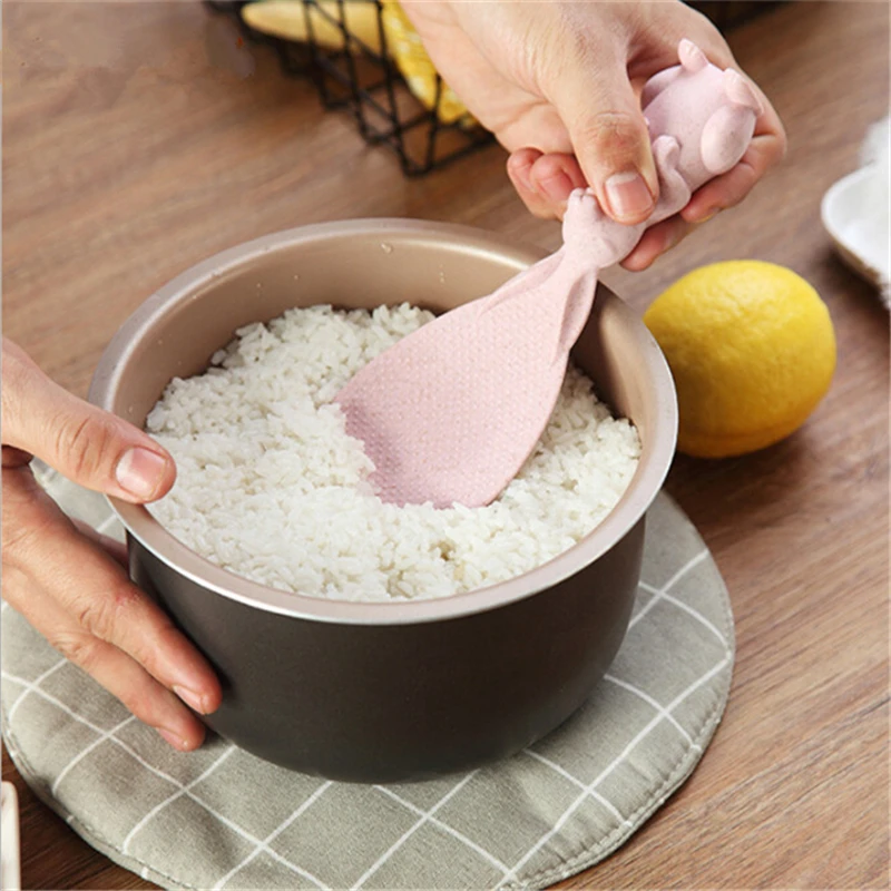 2 цвета ковши кухонные инструменты корейские милые модные кухонные принадлежности в форме кролика антипригарное рисовое весло ложка для еды