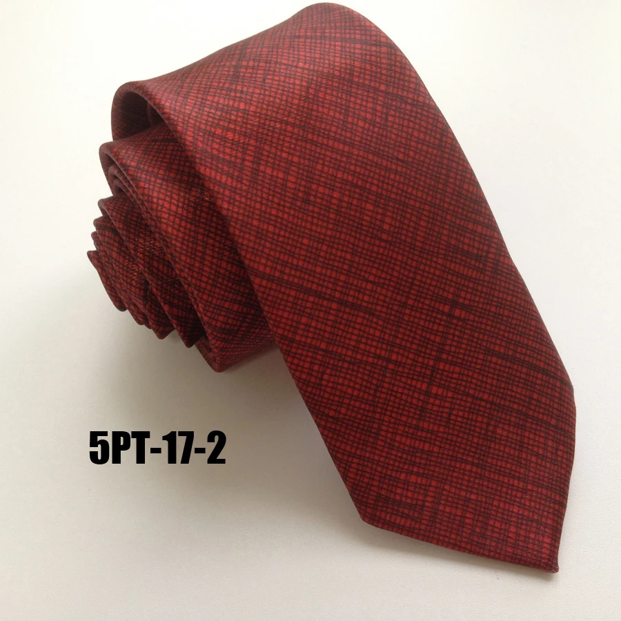 5 см модные Для мужчин узкие галстуки Повседневное полиэстер шеи галстук однотонные красные плотная Gravata