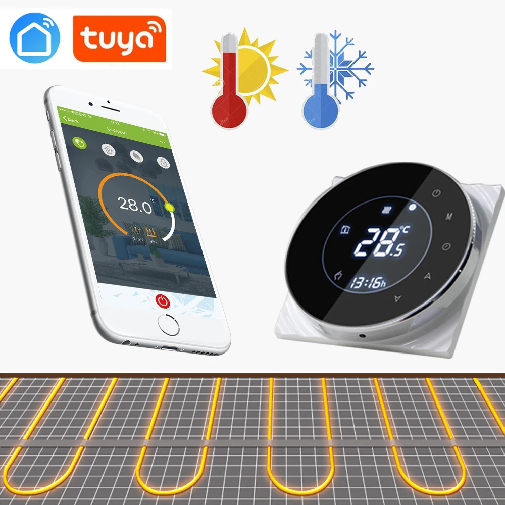 

WIFI 16A Thermoregulator Touch Screen Thermostat for Warm Floor, Electric Heating System Thermostat with Google home/Alexa/echo