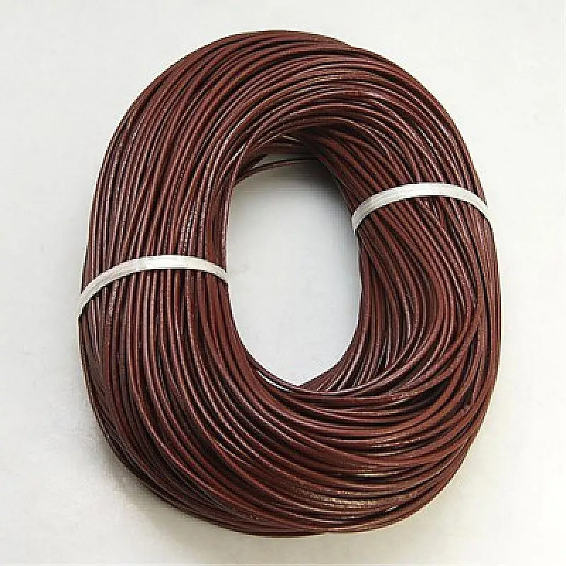 100m SaddleBrown Cowhide Leather Cord 2mm Round Leather Jewelry Cord