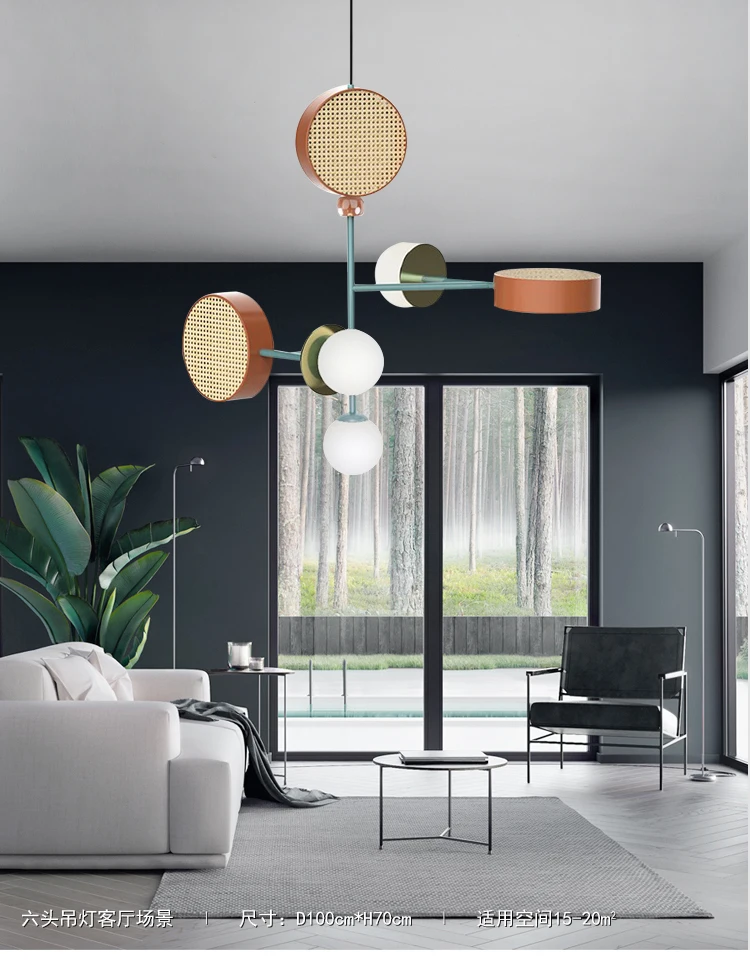 

Modern minimalist restaurant light bar creative Nordic macaron designer model bedroom color chandelier