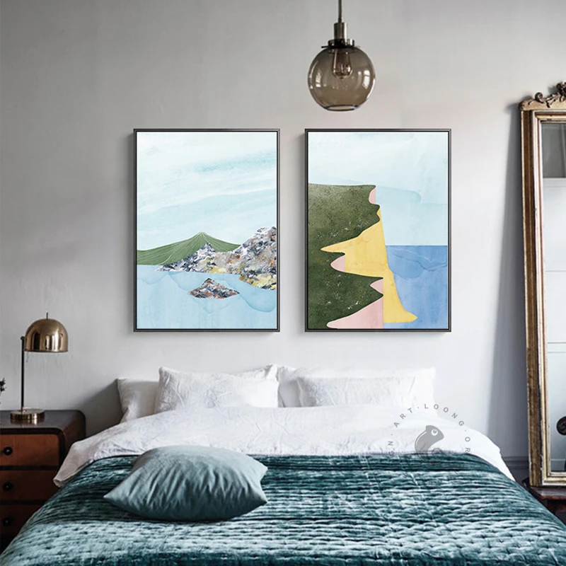 

Abstract Mountains and the Sea Canvas Painting Poster Print Simple Decor Wall Art Pictures For Living Room Bedroom Dinning Room
