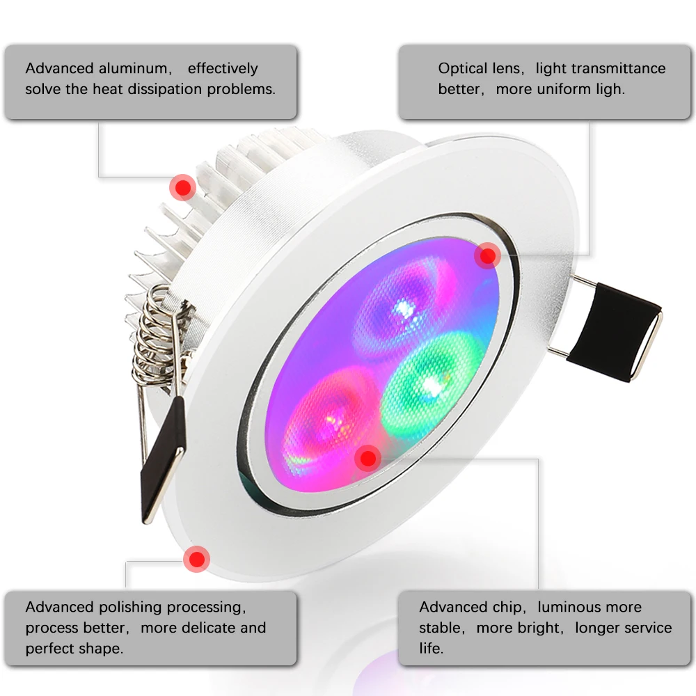 8 шт./лот 5 Вт встраиваемый светильник RGB Светодиодный точечный потолочный светильник с rgb контроллером светодиодный светильник лампа подвесной светильник для помещений 85-265 в