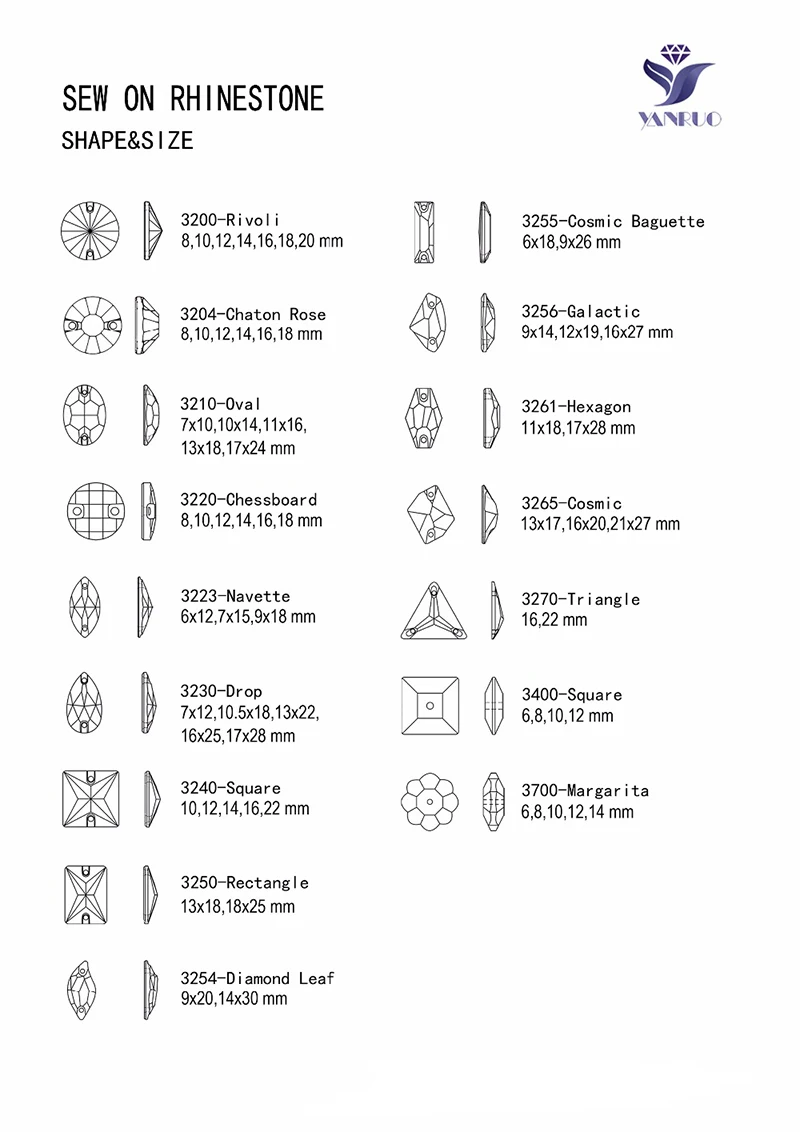 Yanruo 3270 Треугольники термостразы Стекло Стразы для нашивки кристалл для нашивки стразы камни для одежды платья