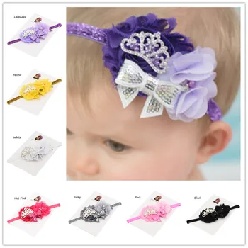 

24pcs Crown headbands hair flower hairband Phots Prop headwrap Princess Flower headbands Newborn Hair Bows