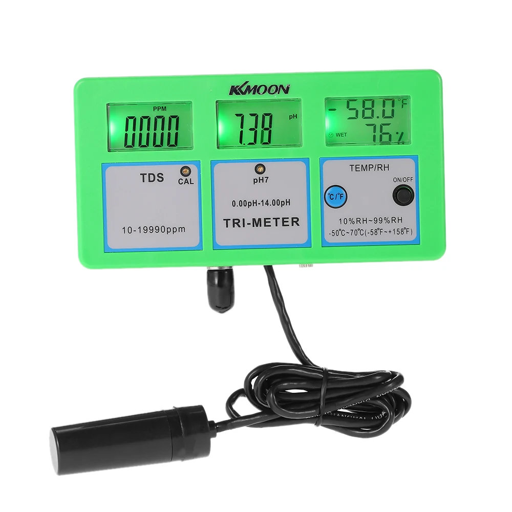 

KKmoon Water Quality Tester 4 in 1 pH Meter Multi-parameter Digital Multi-function Water Quality Monitor / RH / EC(TDS) / TEMP