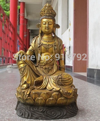 

Wholesale price***18"Tibet Buddhism Bronze gild Kwan yin lotus Round the altar Avalokitesvara St