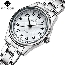 Montre Femme брендовые Роскошные Нержавеющая сталь кварцевые часы Для женщин женские часы Повседневное Watch Top часы женский WWOOR relogio feminino