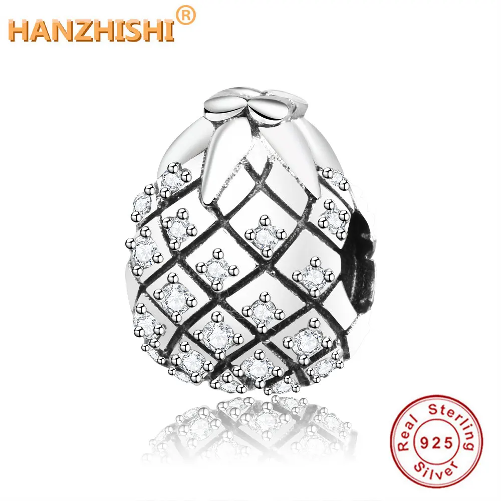 

2019 Mother's Day Authentic 925 Sterling Silver Pineapple Charms Beads With Clear CZ Fit Original Pandora Charm Bracelet Jewelry