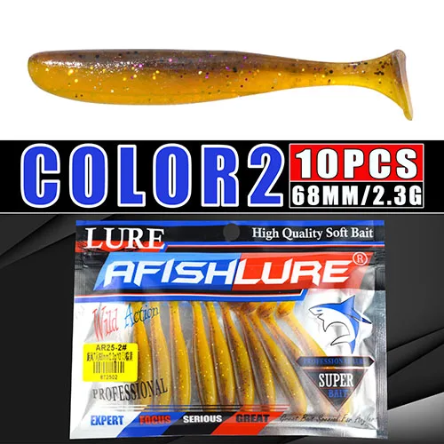 10 цветов 68 мм 2,3 г T Tail наживка «червяк» кремния приманка T Tail воблер PESCA Рыболовная Приманка бас Рыбалка искусственный приманка для морской рыбалки - Цвет: Color2