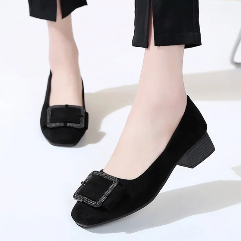 Демисезонный Для женщин Туфли под платье сандалии на среднем каблуке; слипоны; женская обувь квадратный мыс Женские туфли-лодочки; zapatos mujer; женская дизайнерская обувь; N7103