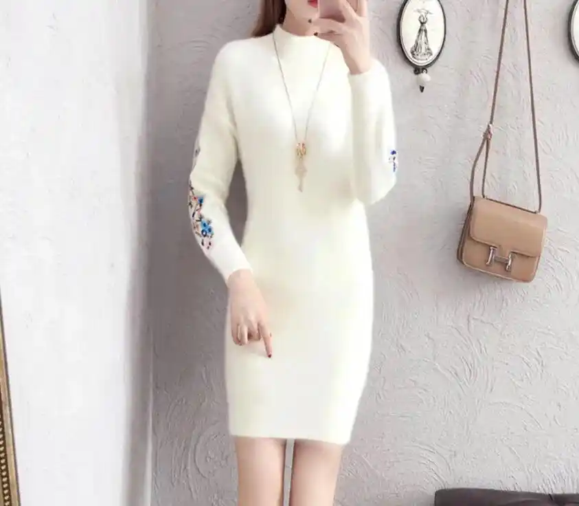 winter white knit dress