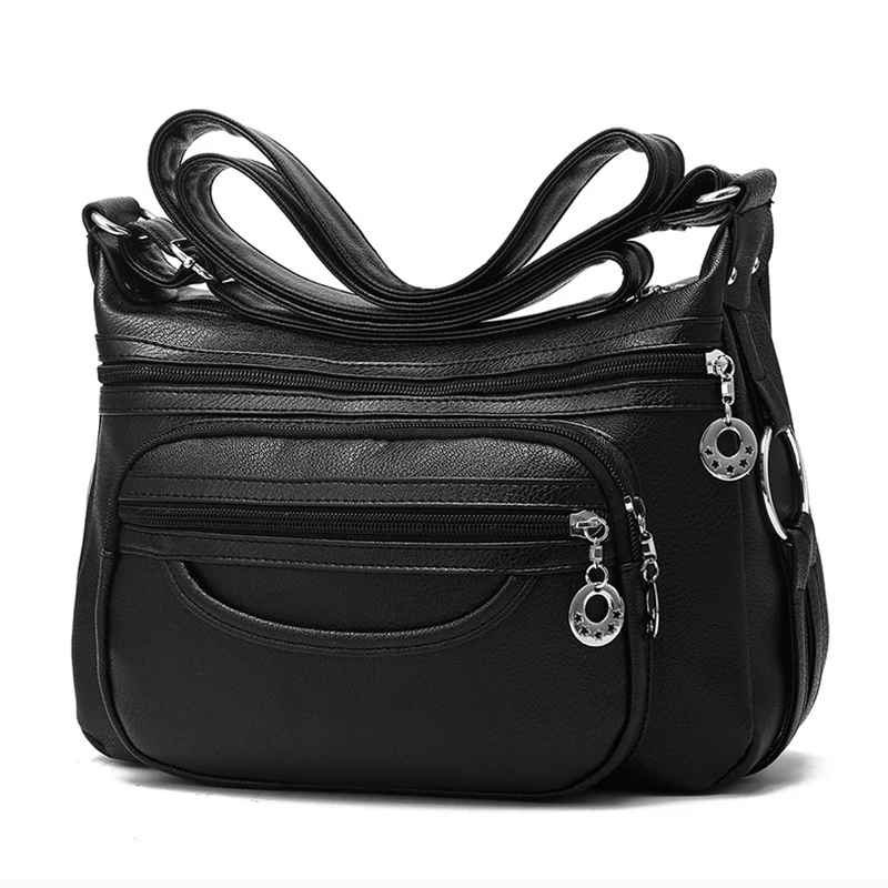 السيدات عارضة الأفاق Crossbody حقائب النساء حقيبة ساع لينة غسلها حقيبة كتف جلدية pu الإناث حقيبة سستة الديكور