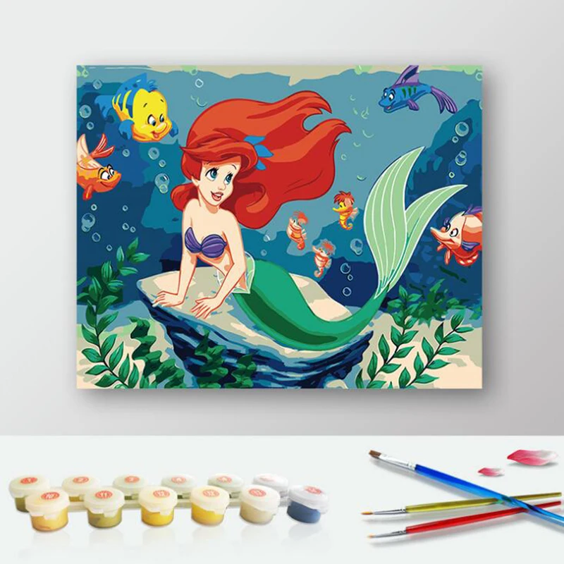 

DIY Digital Canvas Oil Painting By Numbers Pictures Coloring By Numbers Modern Acrylic Paint By Number Mermaid Princess r546
