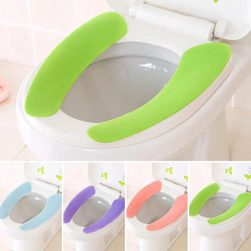 

1 pairs New Washroom Warm Washable Health Sticky Toilet Mat Seat Cover Pad Household Reuseable Soft Toilet Seat Cover