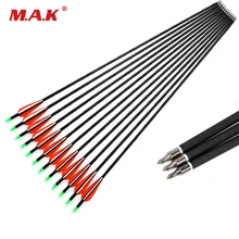 12pcslot Replaceable Arrowhead30inchColor Red and White Plastic Fletching and Aluminum Seat Archery for CompoundRecurve Bow : image 12pcslot Replaceable Arrowhead30inchColor Red and White Plastic Fletching and Aluminum Seat Archery for CompoundRecurve Bow
