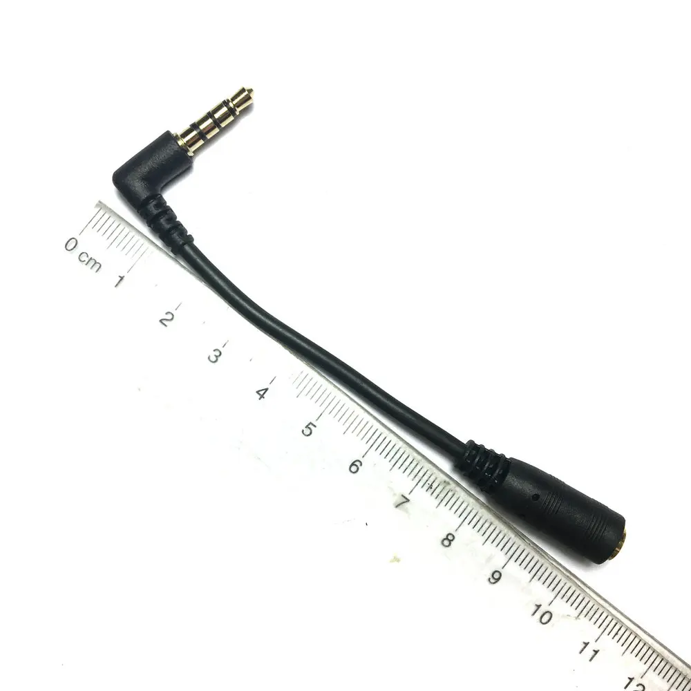 Новые короткие 10 см чёрного цвета, 3,5 мм Мужской до 3,5 мм Женский правый угол L Тип 90 градусов, с 4мя фазами, полюс до 4-х полюсной TRRS CTIA аудио кабель-удлинитель