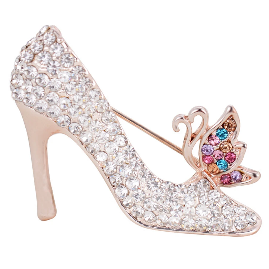 Rhinestone High heels Shoes Brooches Pins Charm Clothing Accessories