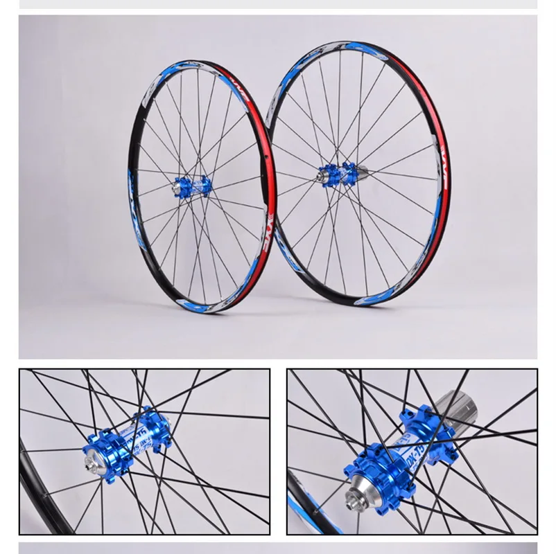 Flash Deal Newset 26" Mtb Mountain bike bicycle wheel set 24holes front 2/rear 2 bearings Aluminum Alloy Wheelsets 3