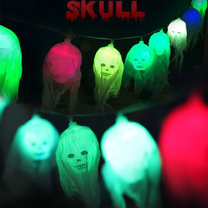 LED Skull Strip string lights Garland Garden battery powered Halloween Decorative Led paty Supplies Prop Dress up Halloween (4)