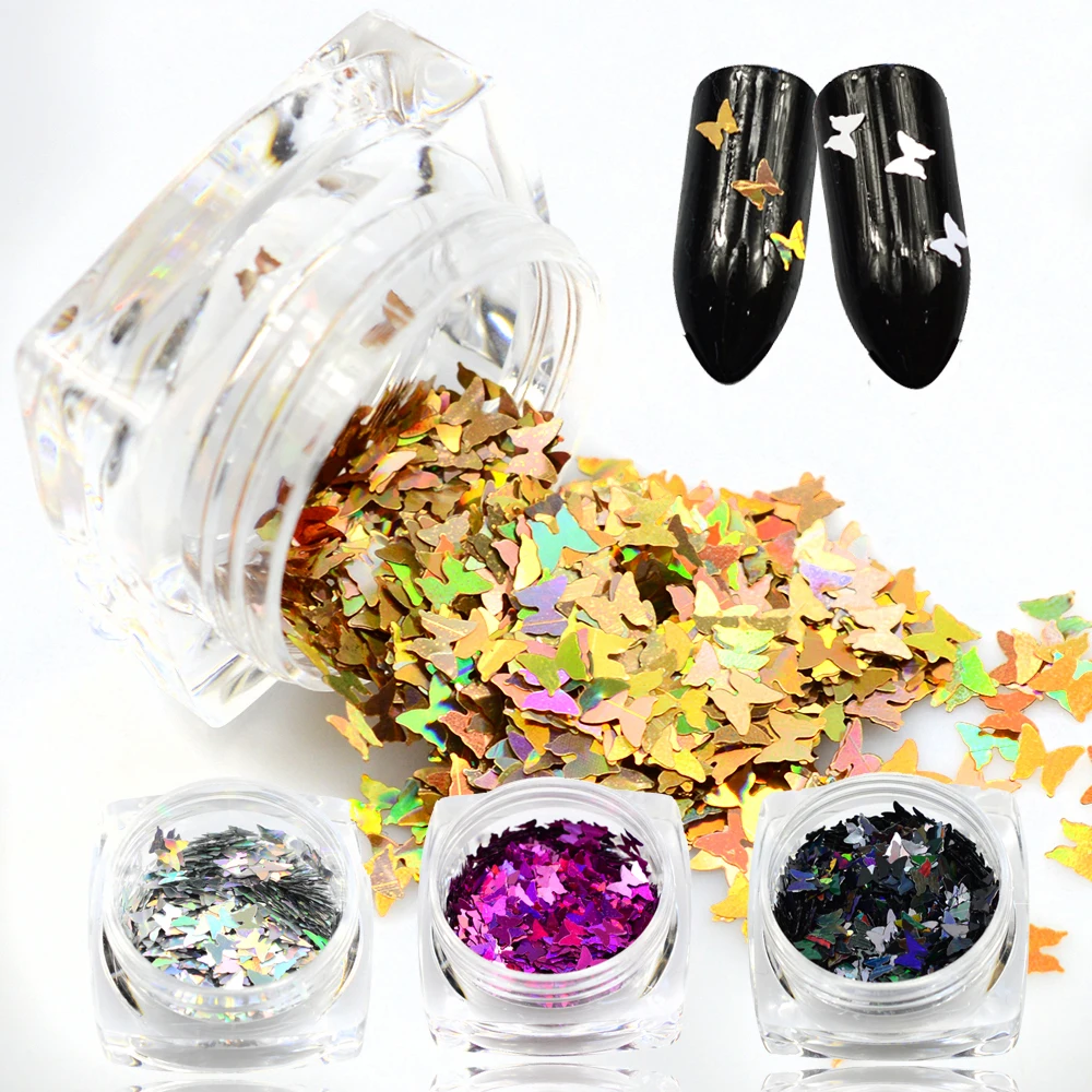 

1g Butterfly Laser Glitter Thin Mini Bow Shape Sequins 3D DIY Nail Art Glitters Sparkly Decorations Tips Paillette JIHD01-05