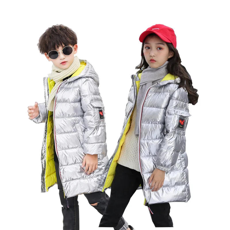 HH От 3 до 12 лет; зимняя куртка для мальчиков и девочек; детская розовая и серебристая стеганая куртка с капюшоном; парка; длинное пальто; зимний комбинезон; детская куртка