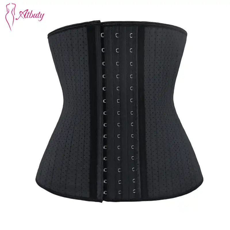 Atbuty Waist Trainer Short Torso Latex Waist Cincher Corsets Weight Loss Tourmaline Sport Body Shaper for Women