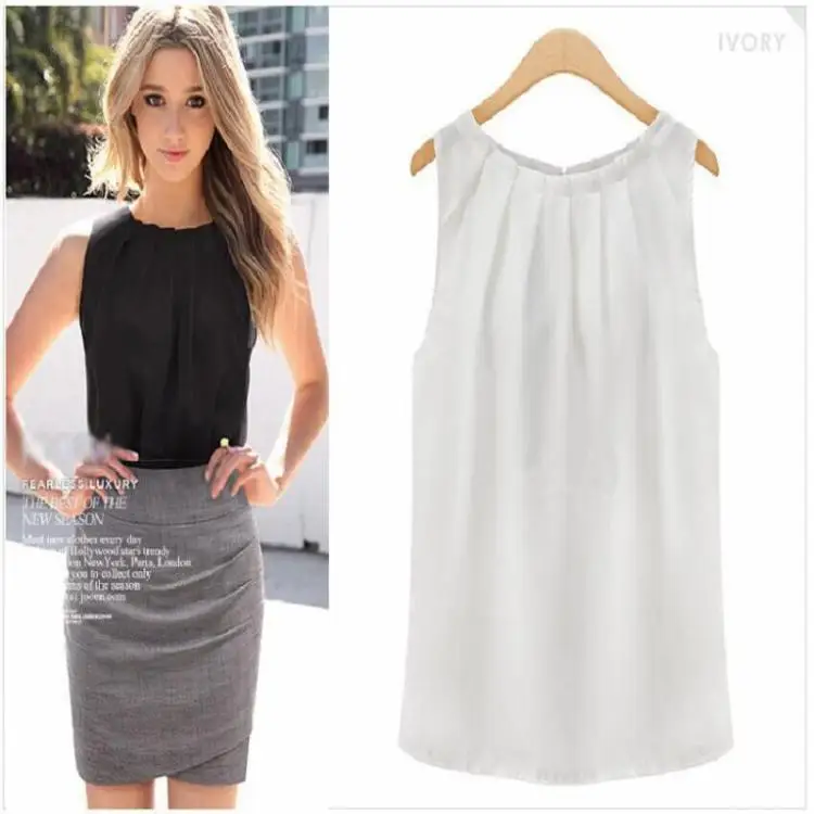 Chiffon Sleeveless Fashion Women Blouses Butterfly Print