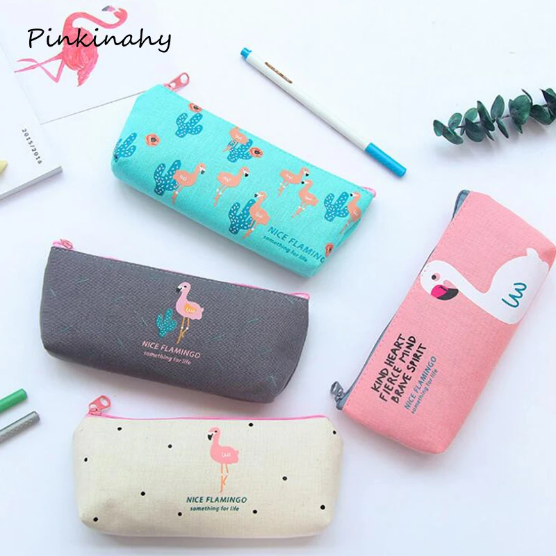 Estuche para lápices de flamenco, estuche para lápices kawaii, material de papelería, escolares, lápices de tela de calidad, estuches lápices Bts, escolar|flamingo pencil case|case schoolkawaii pencilcase - AliExpress