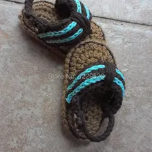 Вязаные Детские Сандалии для девочек, детские Сланцы, вязание крючком Обувь для младенцев, Размеры 0-6 месяцев и 6-12 месяцев