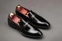 2018 мужской моды Высокое качество кожи Свадебные модельные туфли классические пряжки мужской Демисезонный Выходные туфли на выпускной бал