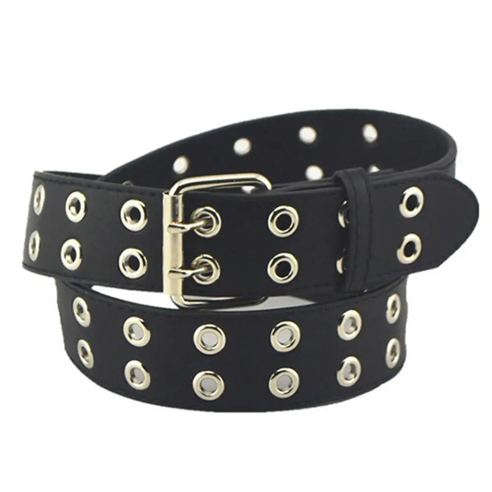 

MISS M Men's and Women's Fashion Belt Grommet Duo Euramerican Style Design Black Balt Punk Leather Strap For Jeans Accessorie