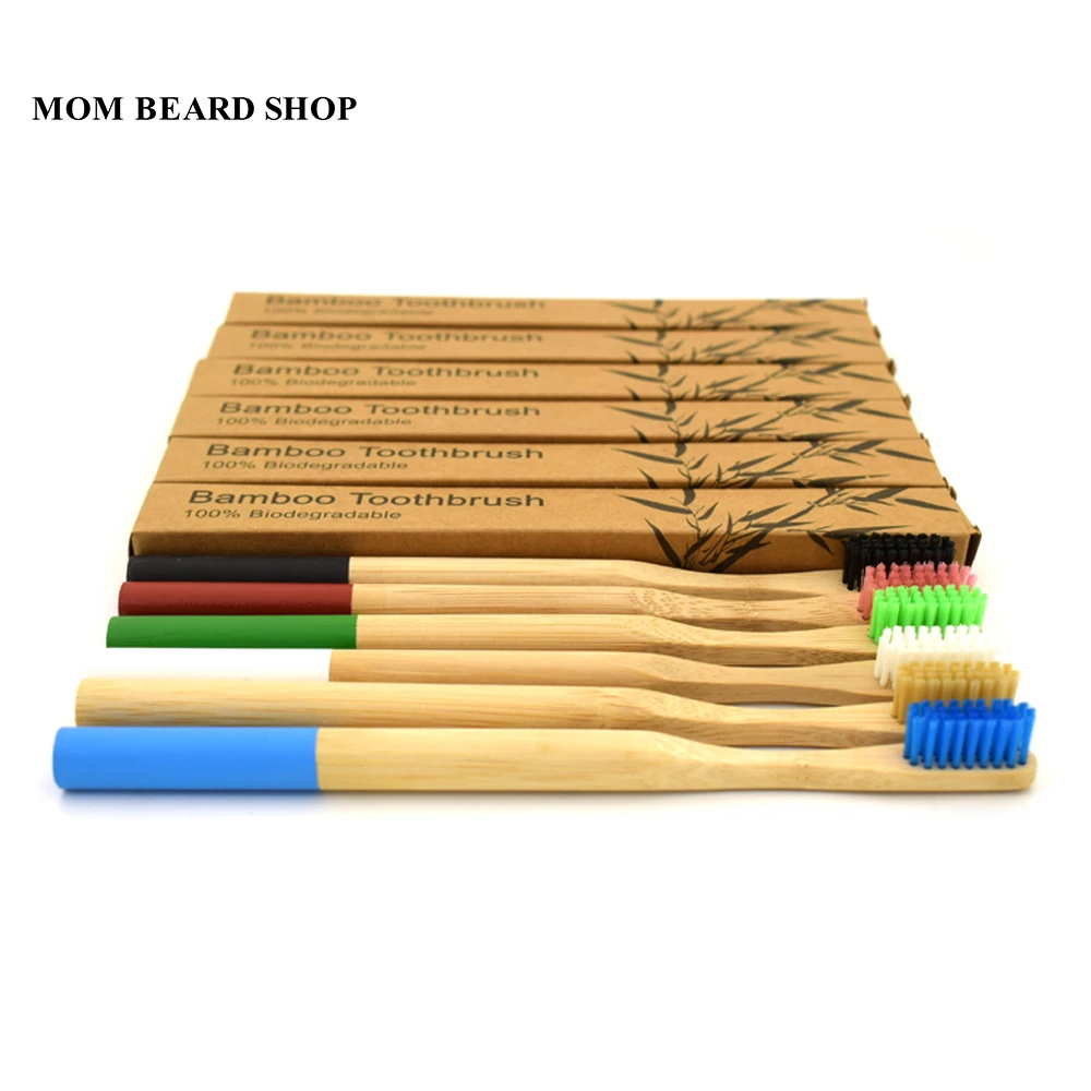 

Wholesale 24PCS Bamboo Toothbrush Round Handle Mixed Color Nylon Hair Teeth Brush Oral Care Tool