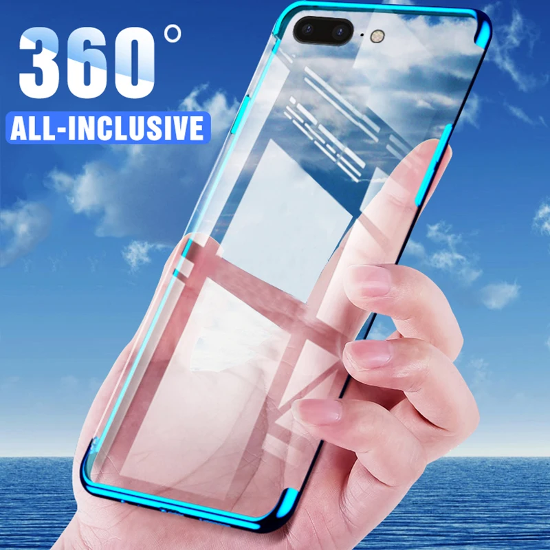 

GVU Transparent silicone Shell On The For iPhone 8 7 6 6S Plus Plated Soft Case For iPhone X XS XR XS MAX Protective Phone Cases