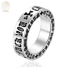 VCOOL Om Mani Padme Religion Tibetan Female Buddhism Jewelry Motorcycle Ring 316L Stainless Steel Men Biker Charm Bicycle Rings