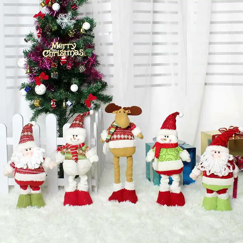 

New Christmas Stretchable Santa Claus Snowman Reindeer Telescopic Doll Decoration Xmas Tree Hanging Ornaments Pendant Gift TQ