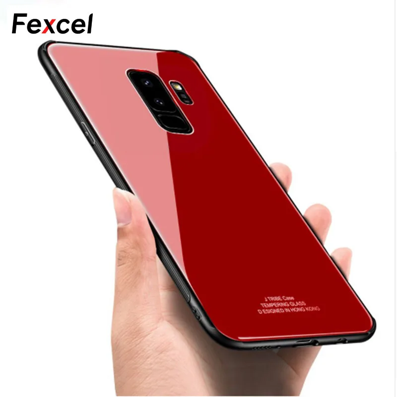 Fexcel Luxury Glass Case For Coque Samsung Galaxy S8 S9 Plus Note 8 360 Protective Soft Edge Hard Back Cover |