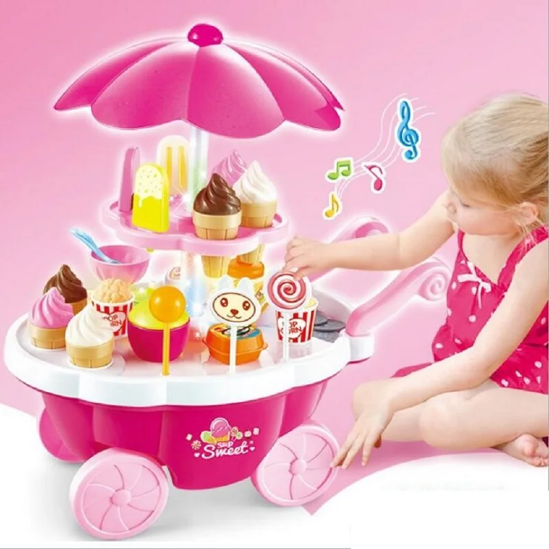 Super funny toy mini candy icecream car with light music for girl gift pink Educational Soft