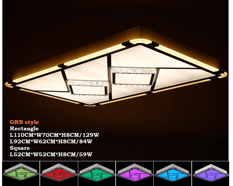 

GRB rectangular & square iron acrylic LED crystal dimming ceiling lights living room bedroom study ceiling lamps