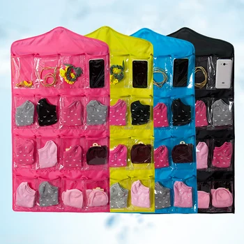 

Candy Color Washable Door/Wall Storage Pockets Hanging Closet Organizer Socks Underwear Shoes Sorting Storage Bag 095