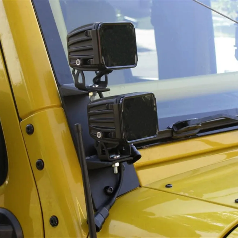 Windshield Hinge Lower Corner Brackets For Dual LED Work Lights on 2007 2017 for Jeep Wrangler