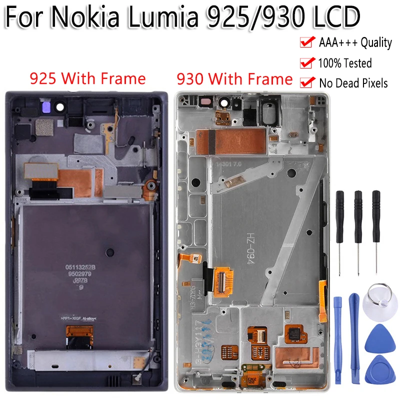 

Original For Nokia Lumia 930 925 LCD Display Touch Screen Digitizer With Frame Replacement Assembly 100% Tested Free Tools