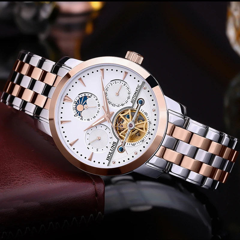 Мужские часы розовое золото 2019 Tourbillon автоматические механические мужские