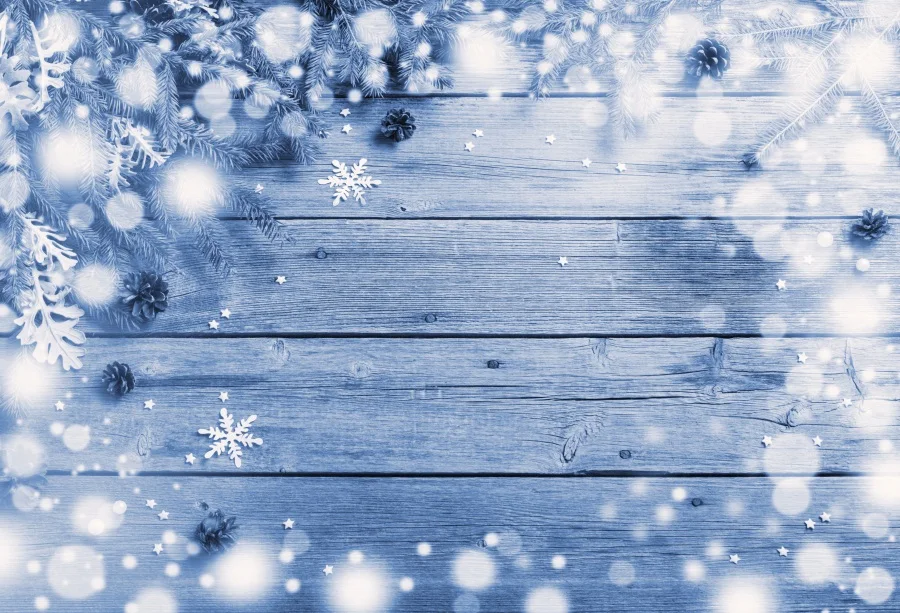 

Laeacco Christmas Wooden Board Snowflake Light Bokeh Baby Photography Backgrounds Customized Photo Backdrops For Photo Studio
