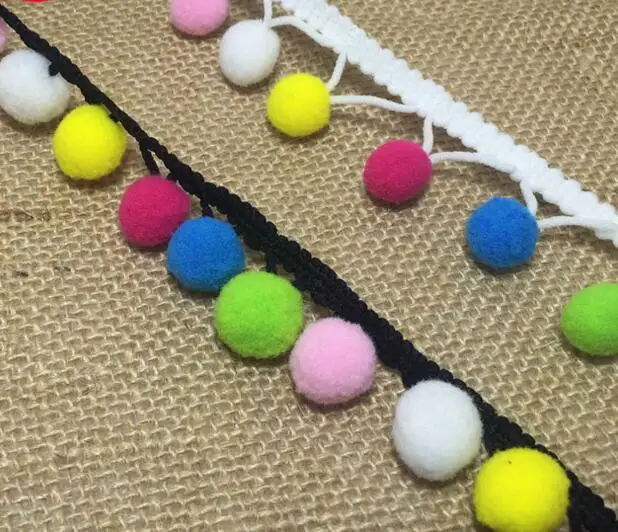 Cheap 25mm wide Pompom Ribbons Colorful Pom Pom Trim Ball Ribbon Tassel