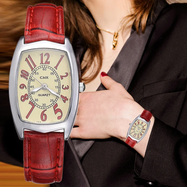 Leather Watches Women Business Band Men Quartz Watches Simple Red Black Creative Leather Watches Women Business Band Men Quartz Watches Simple Red Black Creative