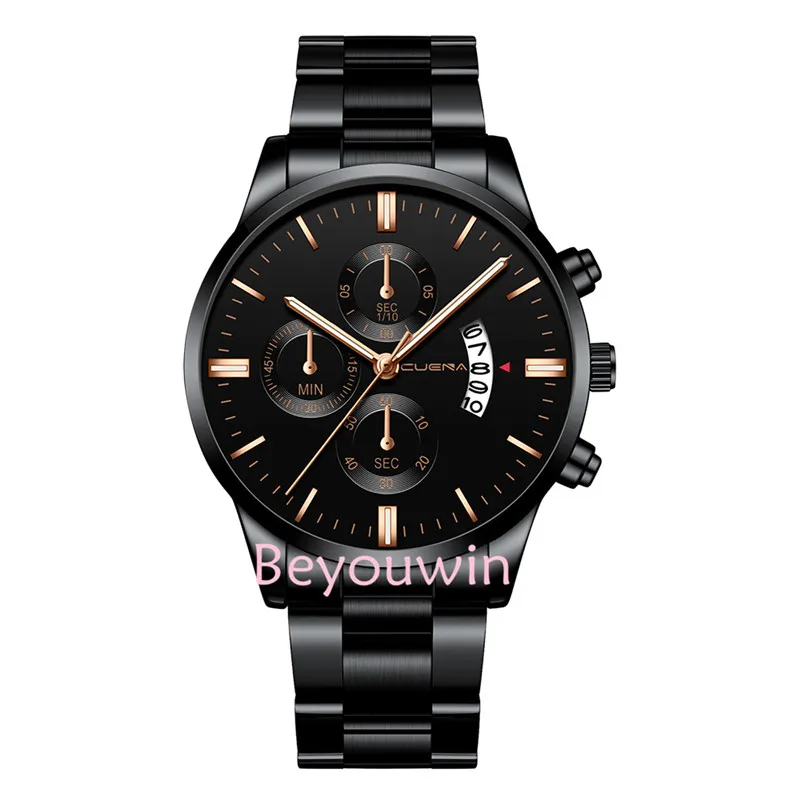 

100pcs/lot fashion man stainless steel watch high quality top brand calendar watch for boy friend wholesale date clock for men