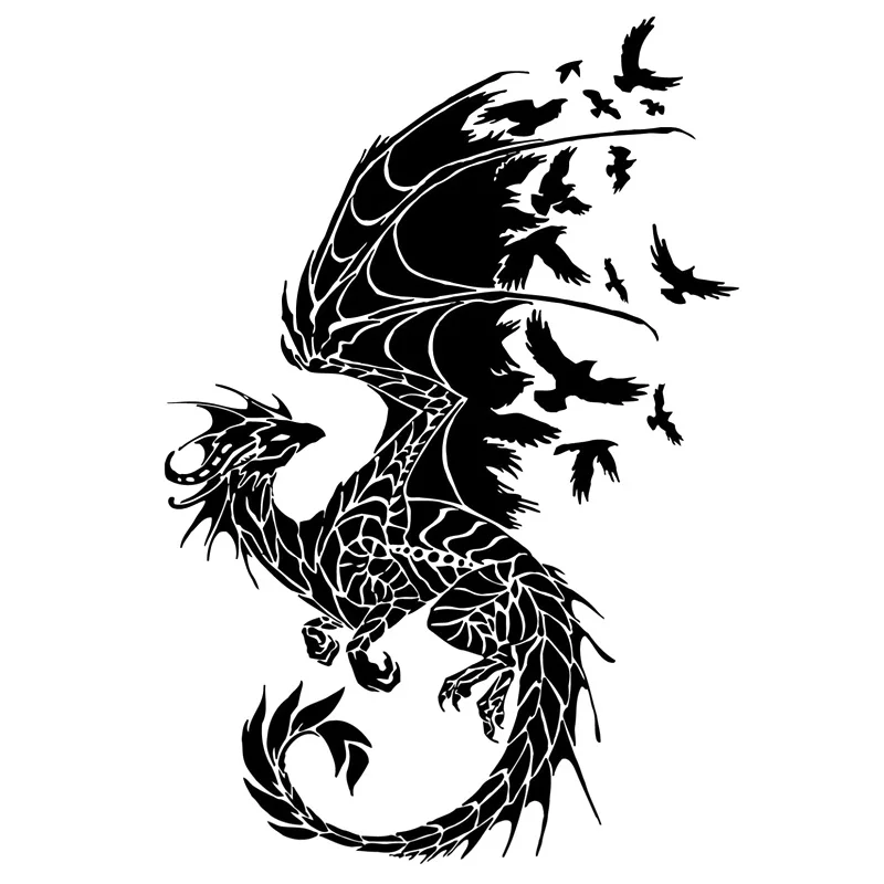 11.7cm*17.2cm Dragon Birds Creative Car Sticker Motorcycle Decal Black/Silver S3-5799