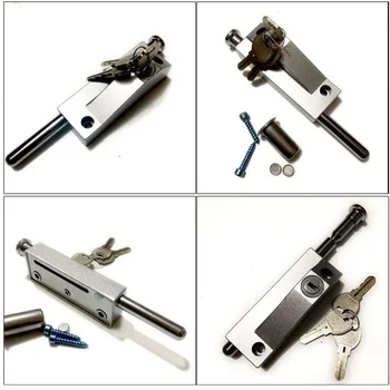 

1 Pcs Stainless Steel Revolving Glass Door Spring Security Latch with Lock Keys BDF99