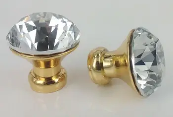 

DHL free shipping100PCS 30 MM Furniture cupboard door shake handshandle cabinet knobs and handles crystal pull closet handles
